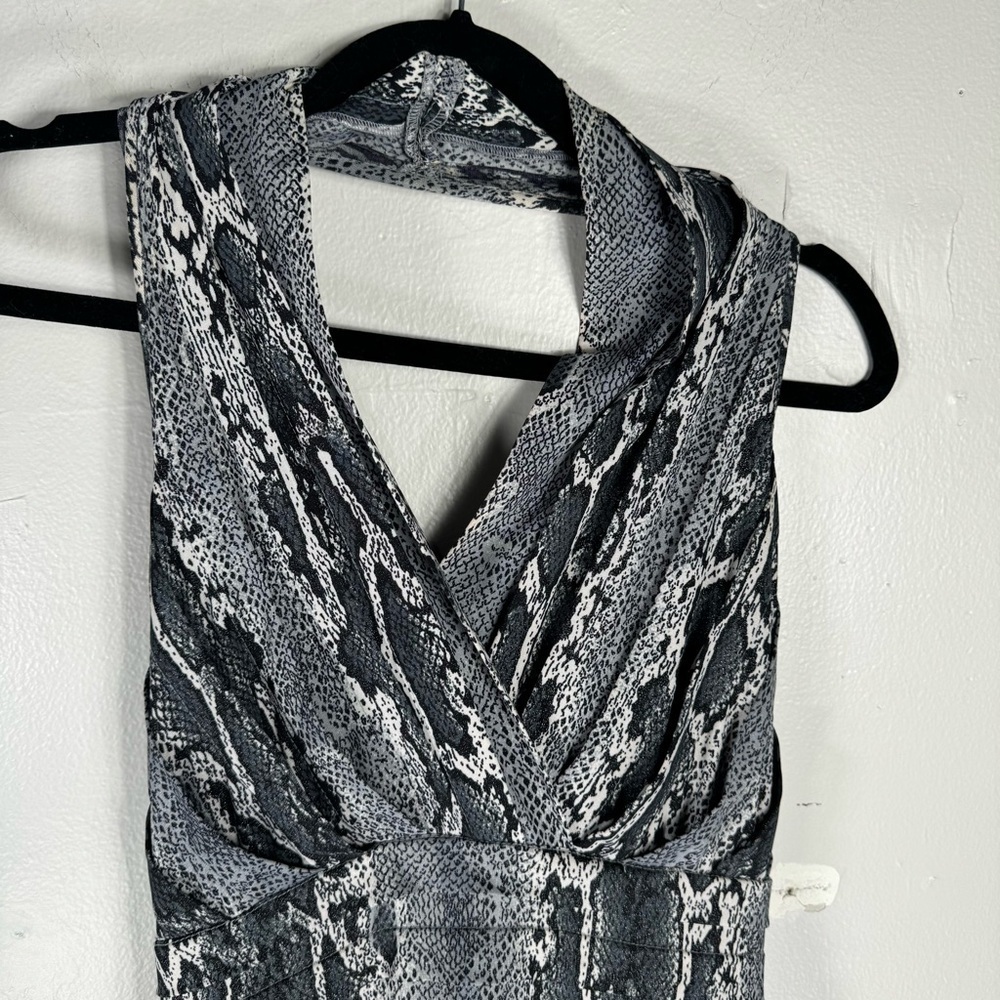 tadashi shoji collection gray python print halter mini dress women small snake - Picture 2 of 14